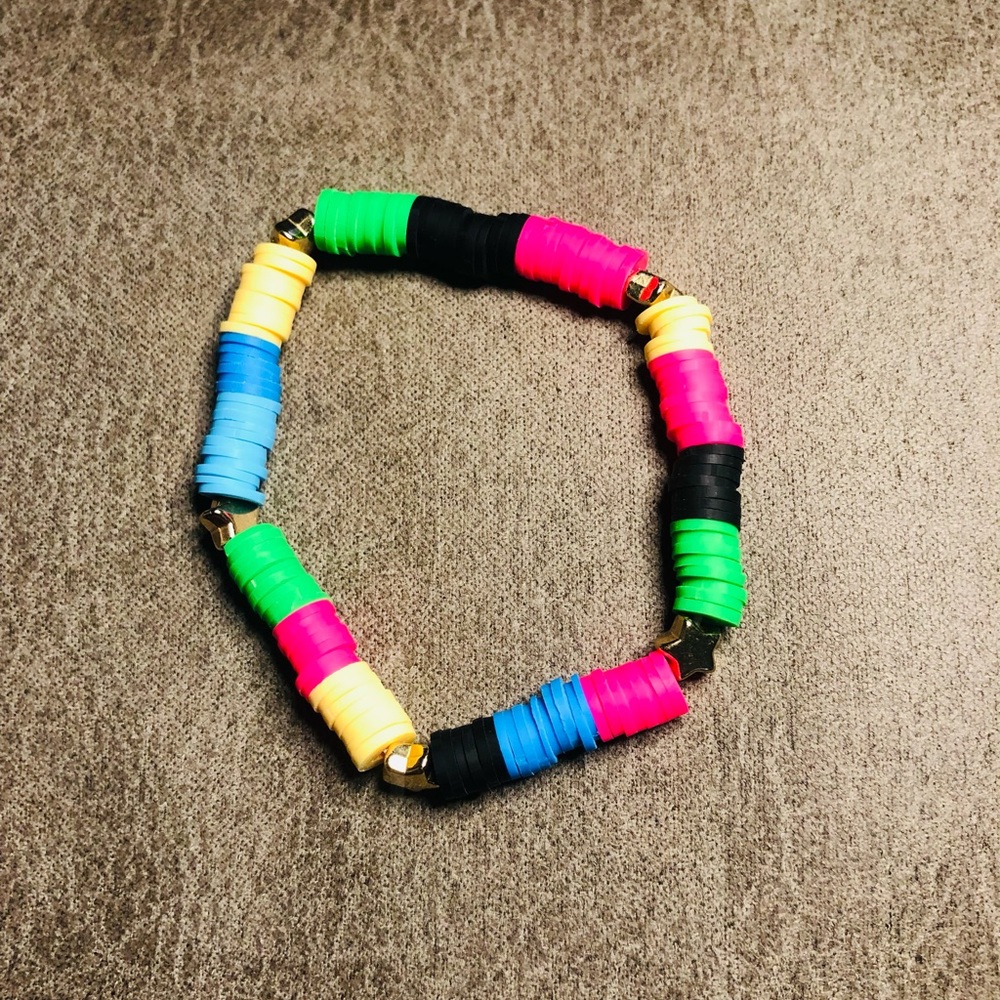 Colorful Heishi Polymer Clay Bracelet with Spacers